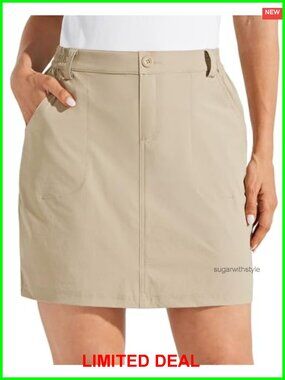 Women's Skort Golf Quick Dry Zip Pockets UPF 50+ Hiking Tennis Active Skirt